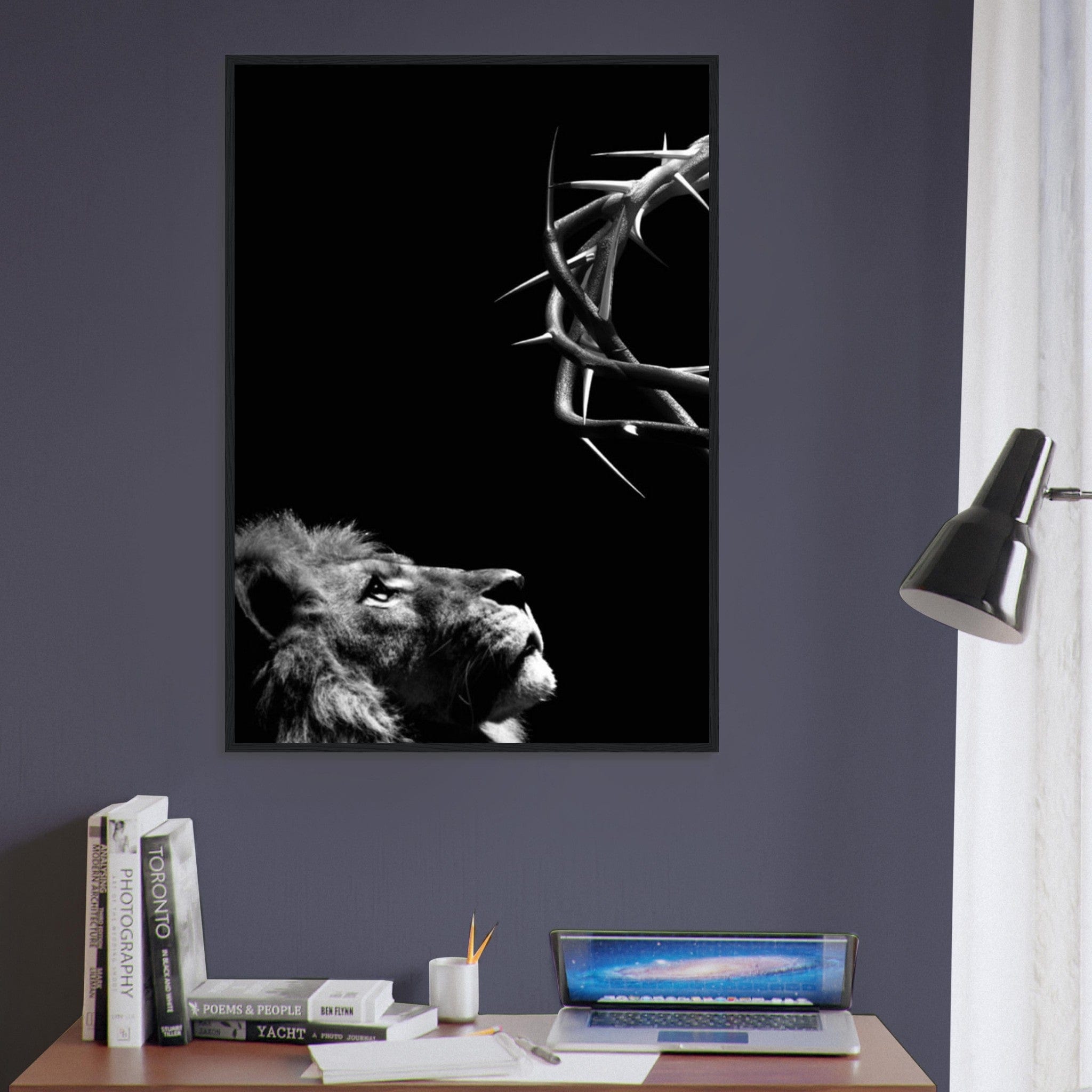 Canvanation Print Material Tableau Lion Couronne Noir