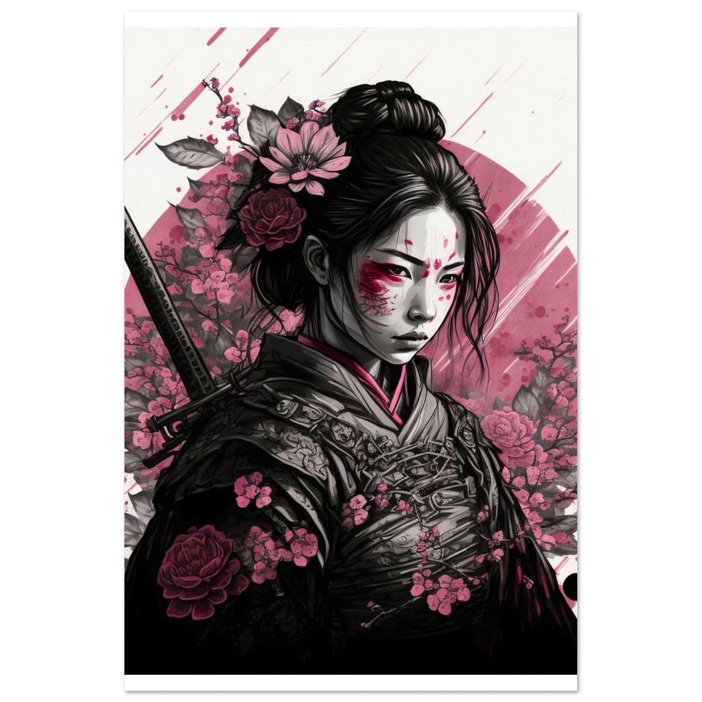 Poster Japon Geisha En Rouge Et Blanc Canvanation