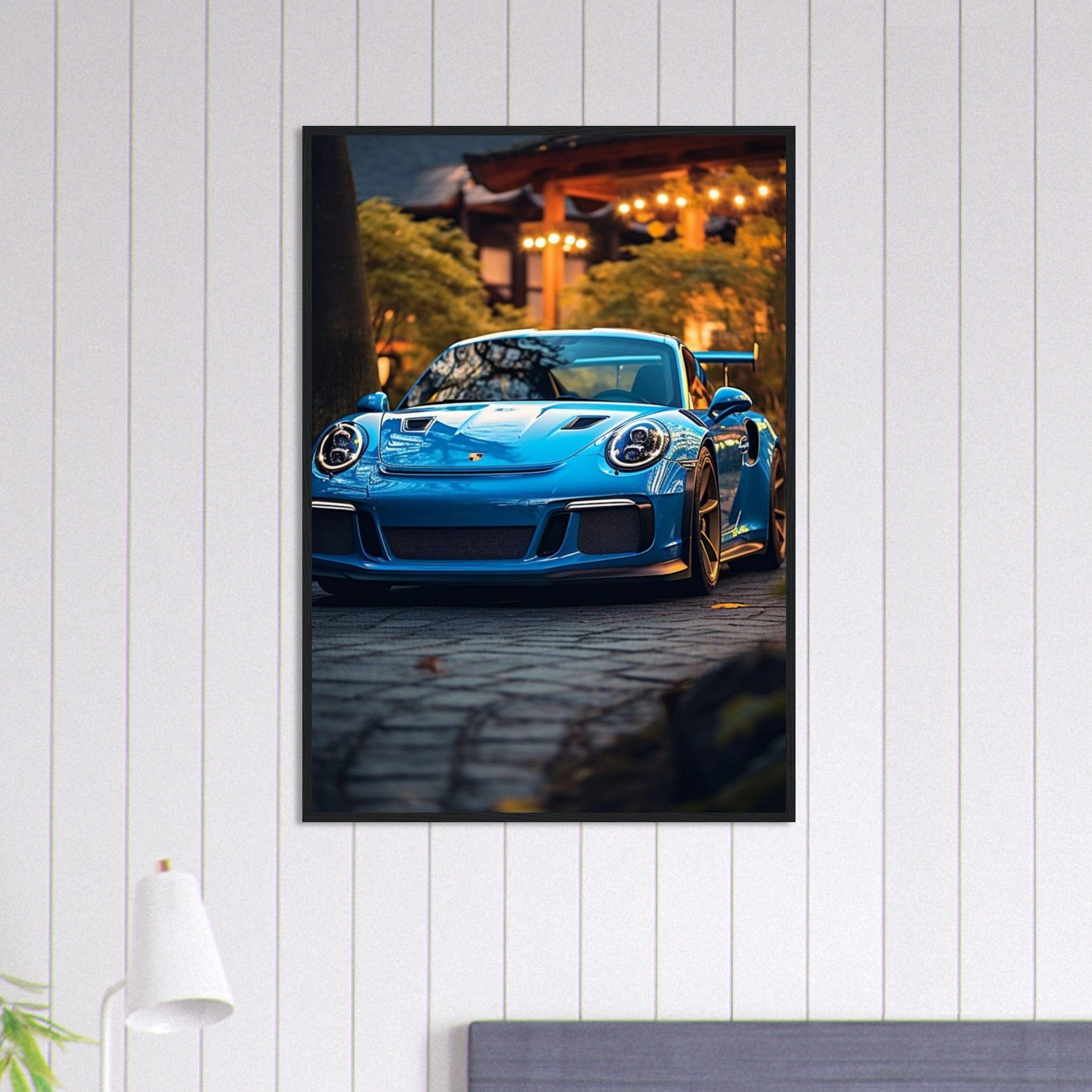 Canvanation Print Material 70x100 cm / 28x40″ Tableau Voiture Porshe Bleu