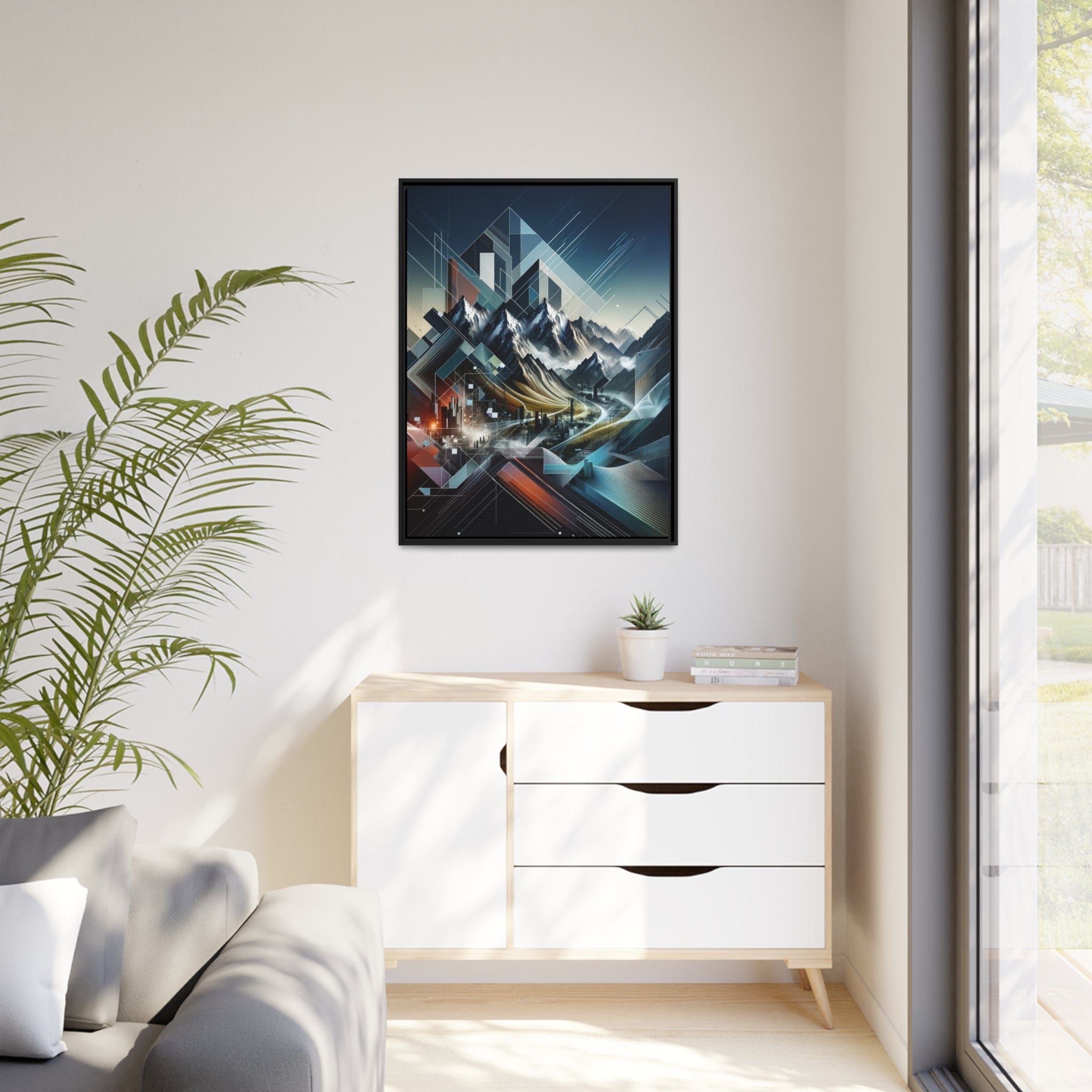 Printify Canvas Tableau "Émerveillement des sommets contemporains : un tableau moderne de montagnes"