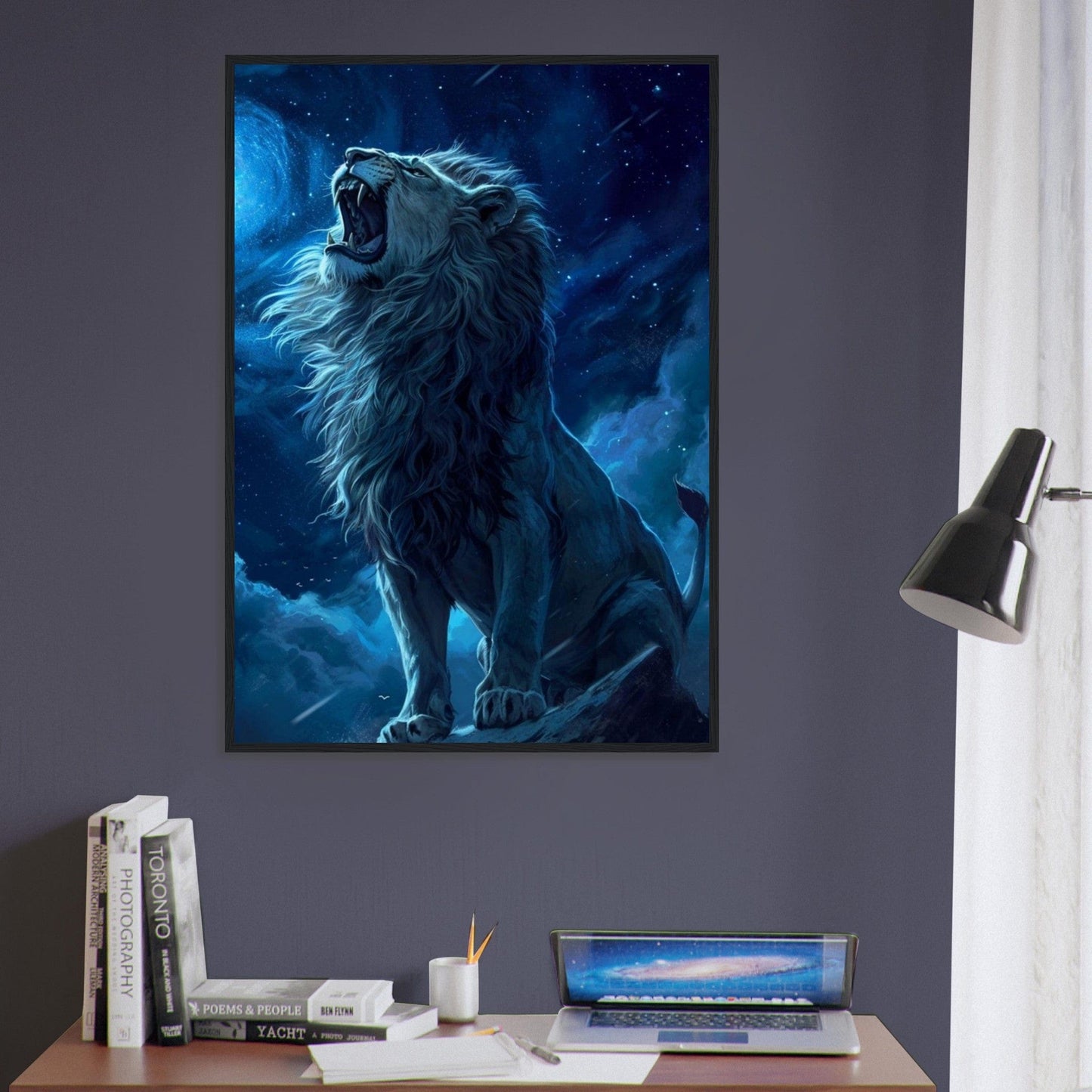 Tableau Lion Xxl Bleu