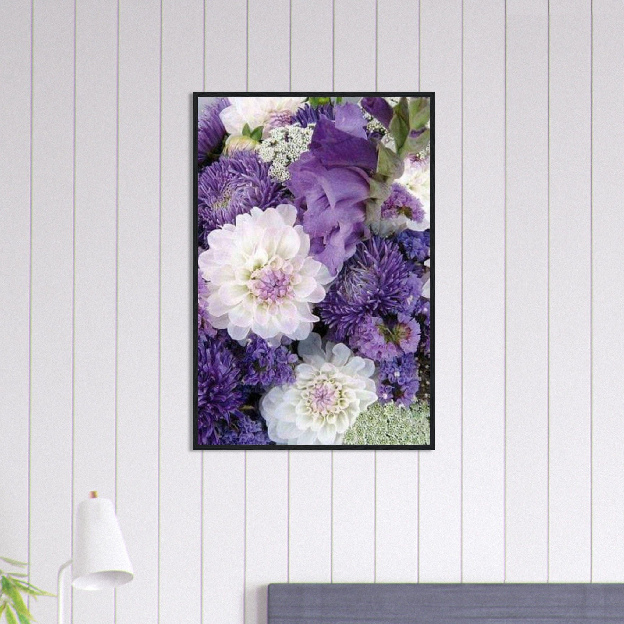 Tableau Floral Blanc et Violet Canvanation