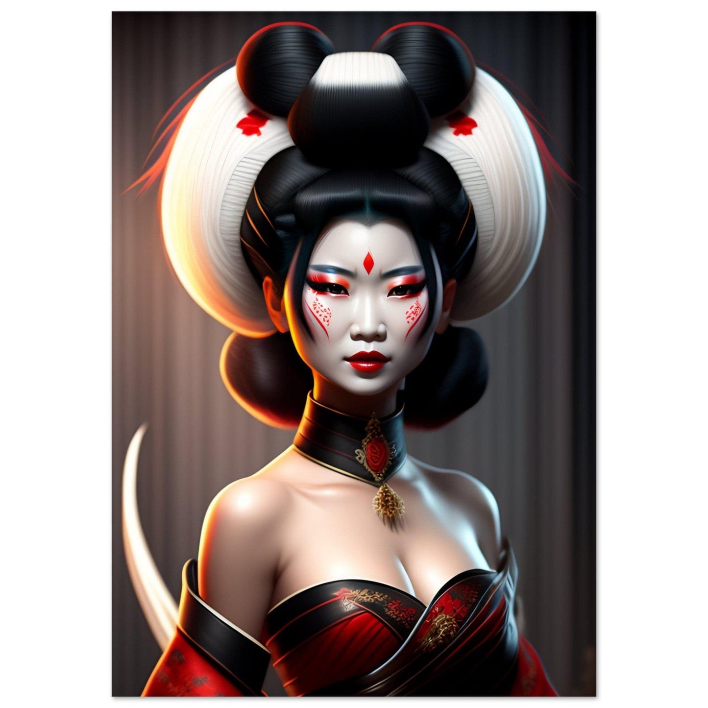 Poster Geisha Japon Long Cheveux Canvanation