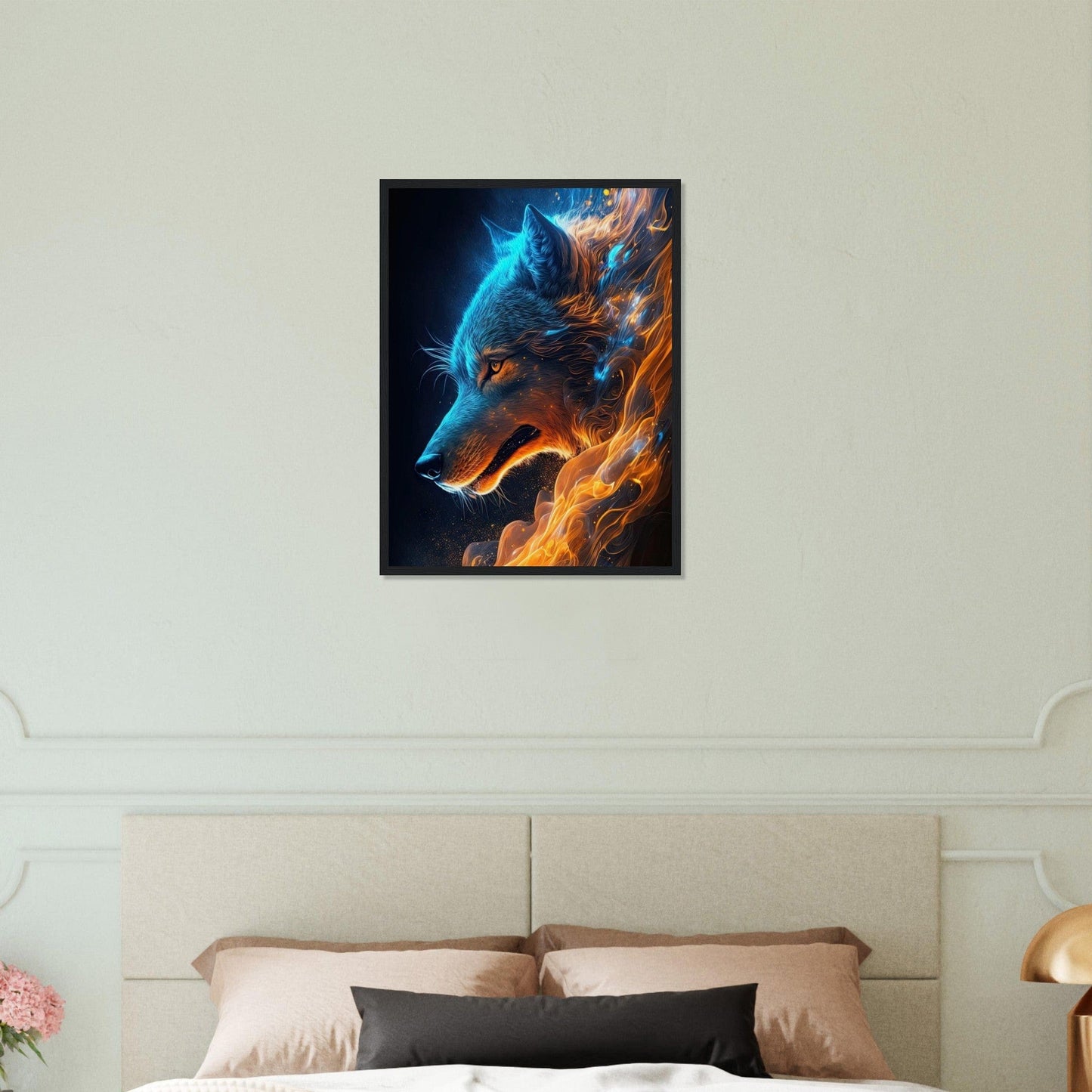 Tableau Loup Feu Eau