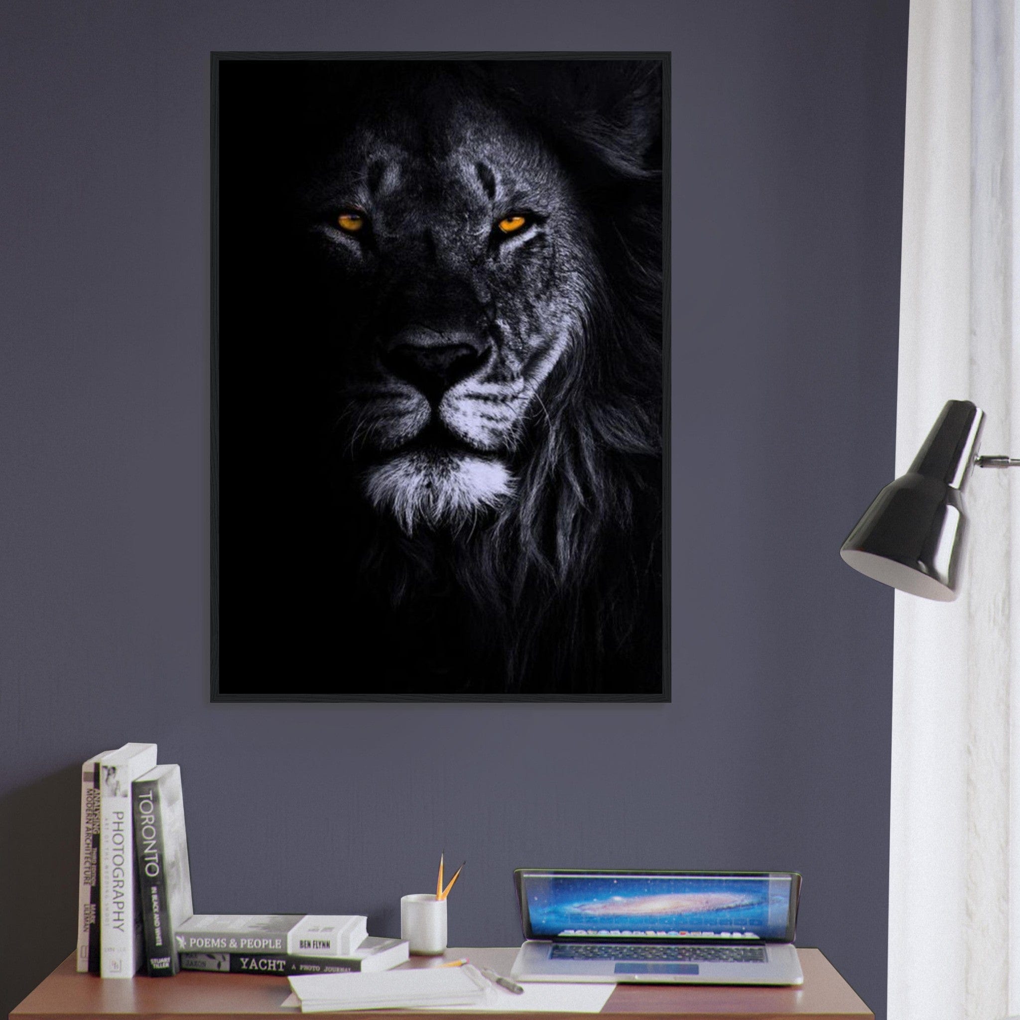 Canvanation Print Material Tableau Lion Feu Bleu Orange