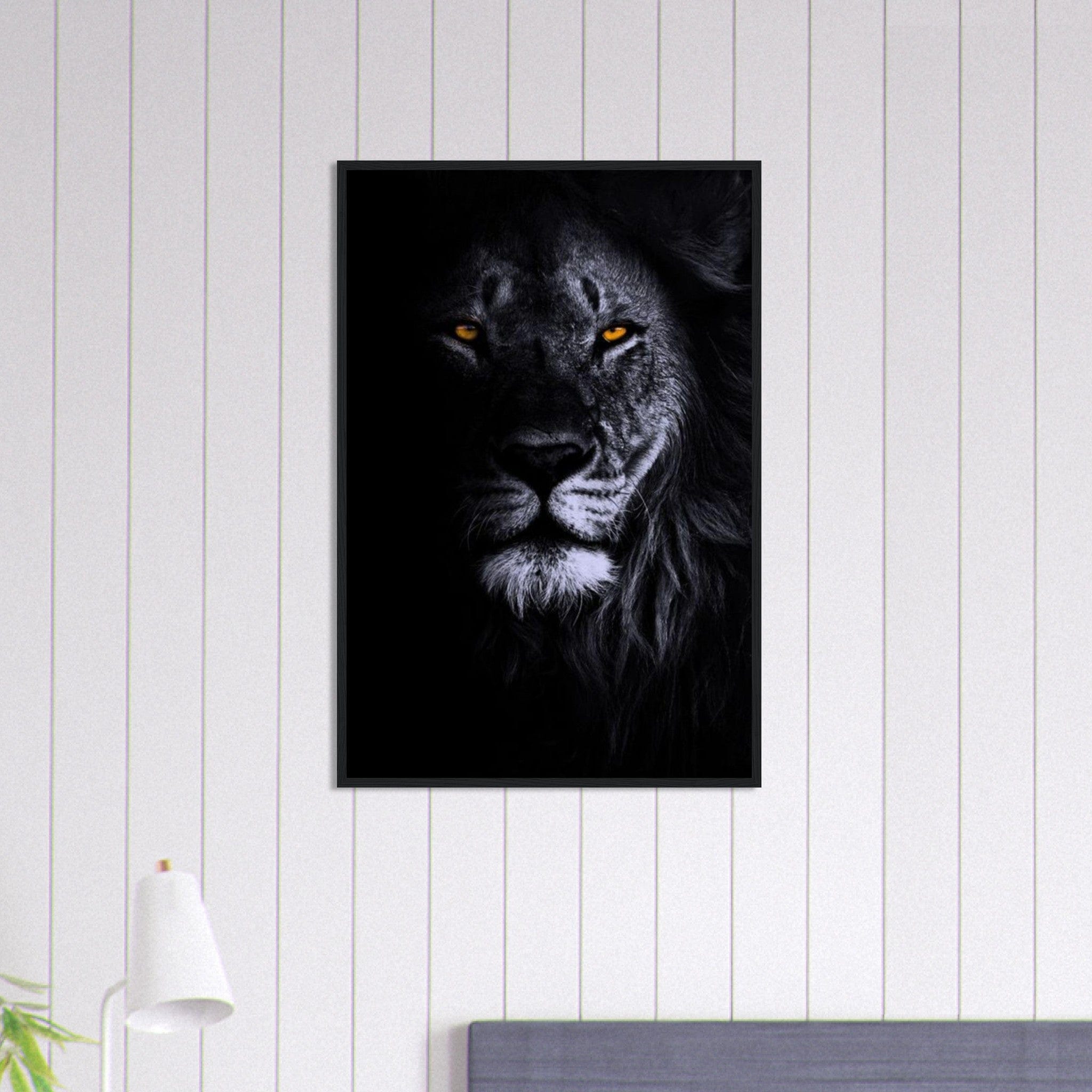 Canvanation Print Material 60x90 cm / 24x36″ Tableau Lion Feu Bleu Orange