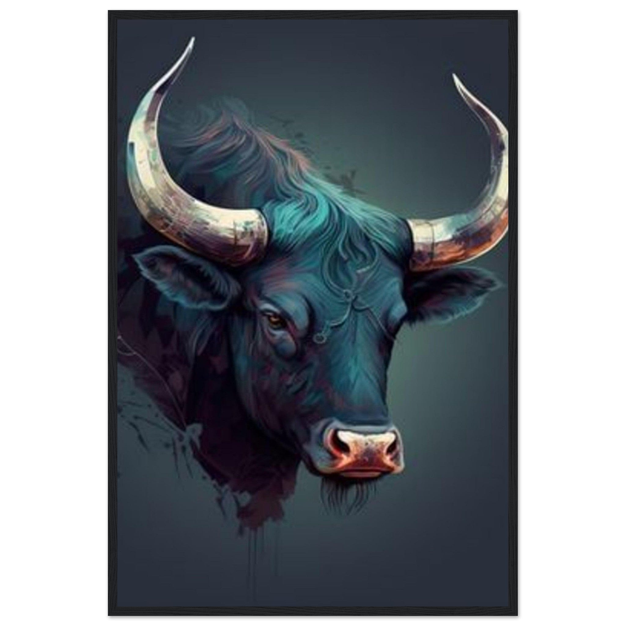 Canvanation Print Material 60x90 cm / 24x36″ Tableau Vache Taureau Bleu