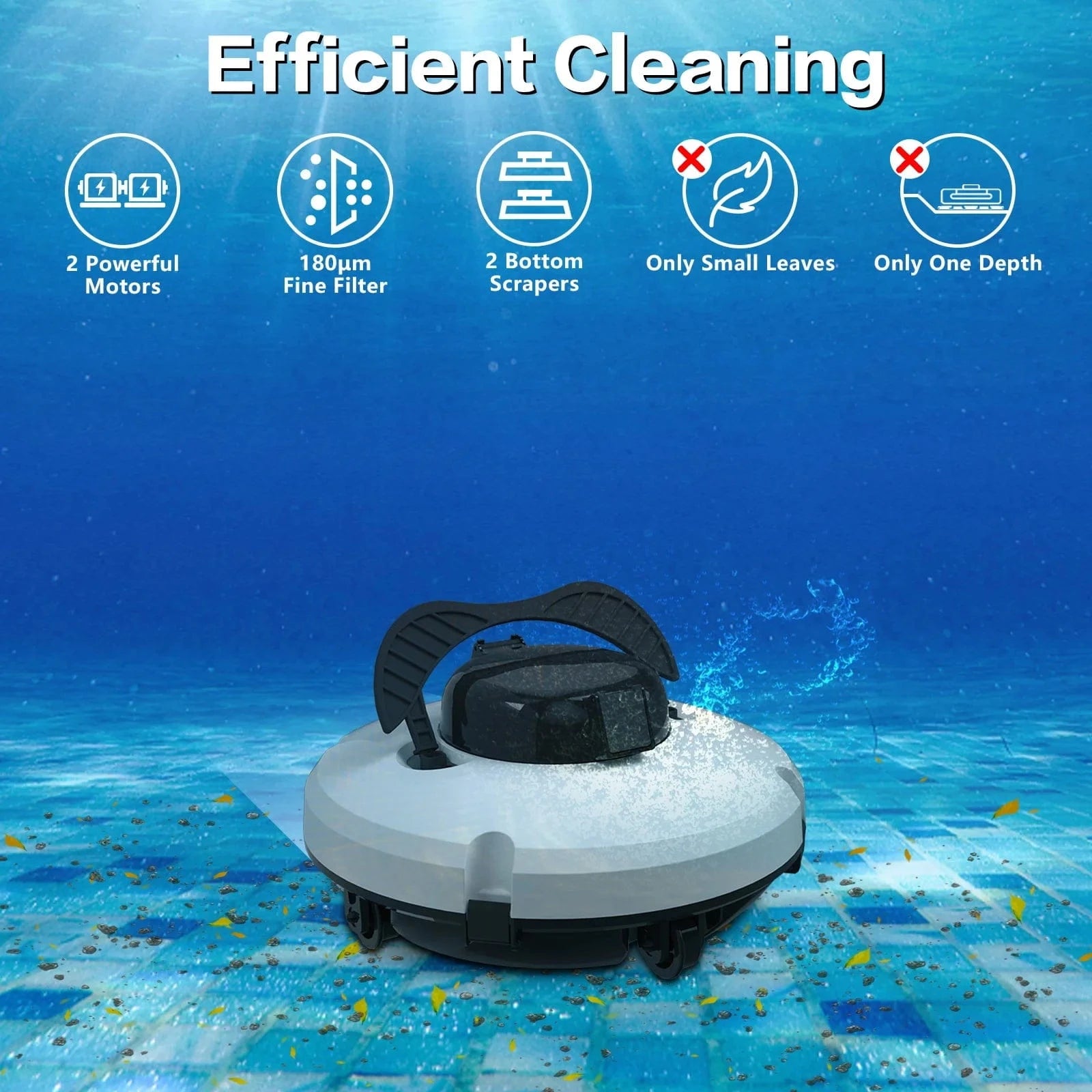 Canvanation Blanc / france Robot de Nettoyage de Piscine Sans Fil Automatique – Brosse Électrique Extérieure