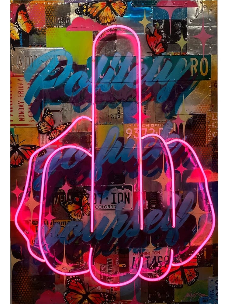 Canvanation 50x70cm Poster Neon Doigt D'honneur Pop Art