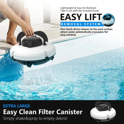 Canvanation Blanc / france Robot de Nettoyage de Piscine Sans Fil Automatique – Brosse Électrique Extérieure