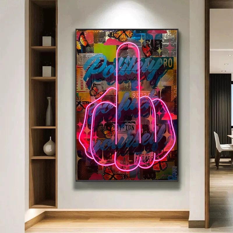 Poster Neon Doigt D'honneur Pop Art