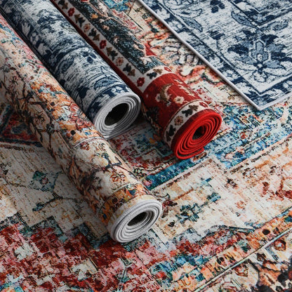 Canvanation Tapis de Salon Perse – Design Tibetan avec Motif Floral Jacquard