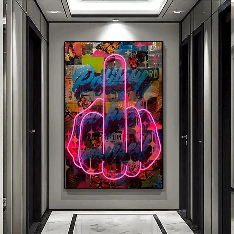 Poster Neon Doigt D'honneur Pop Art