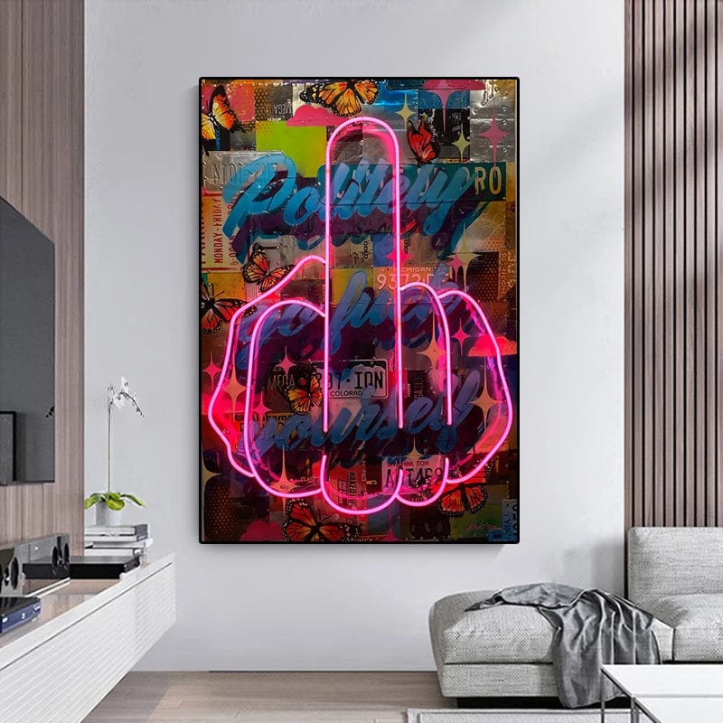 Poster Neon Doigt D'honneur Pop Art