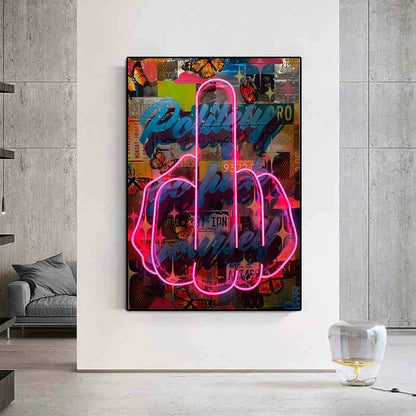 Poster Neon Doigt D'honneur Pop Art