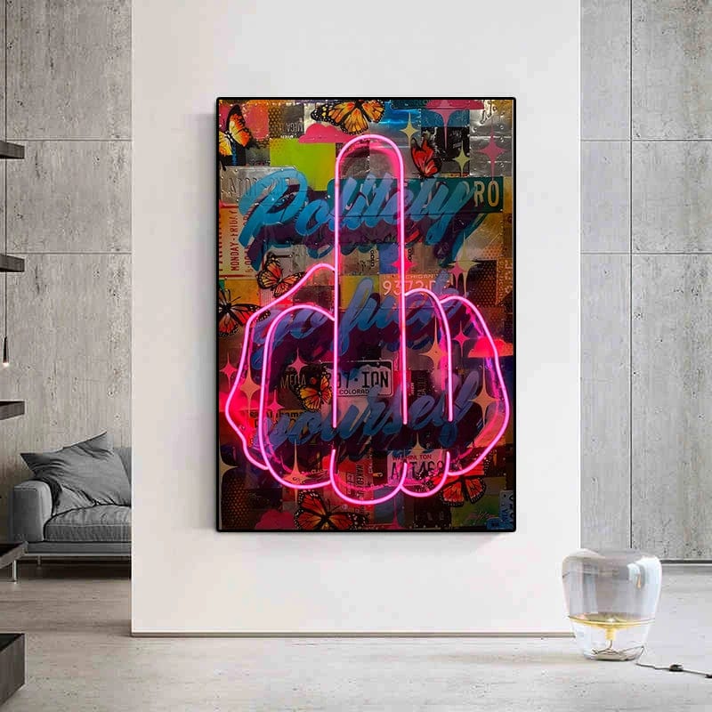 Canvanation Poster Neon Doigt D'honneur Pop Art