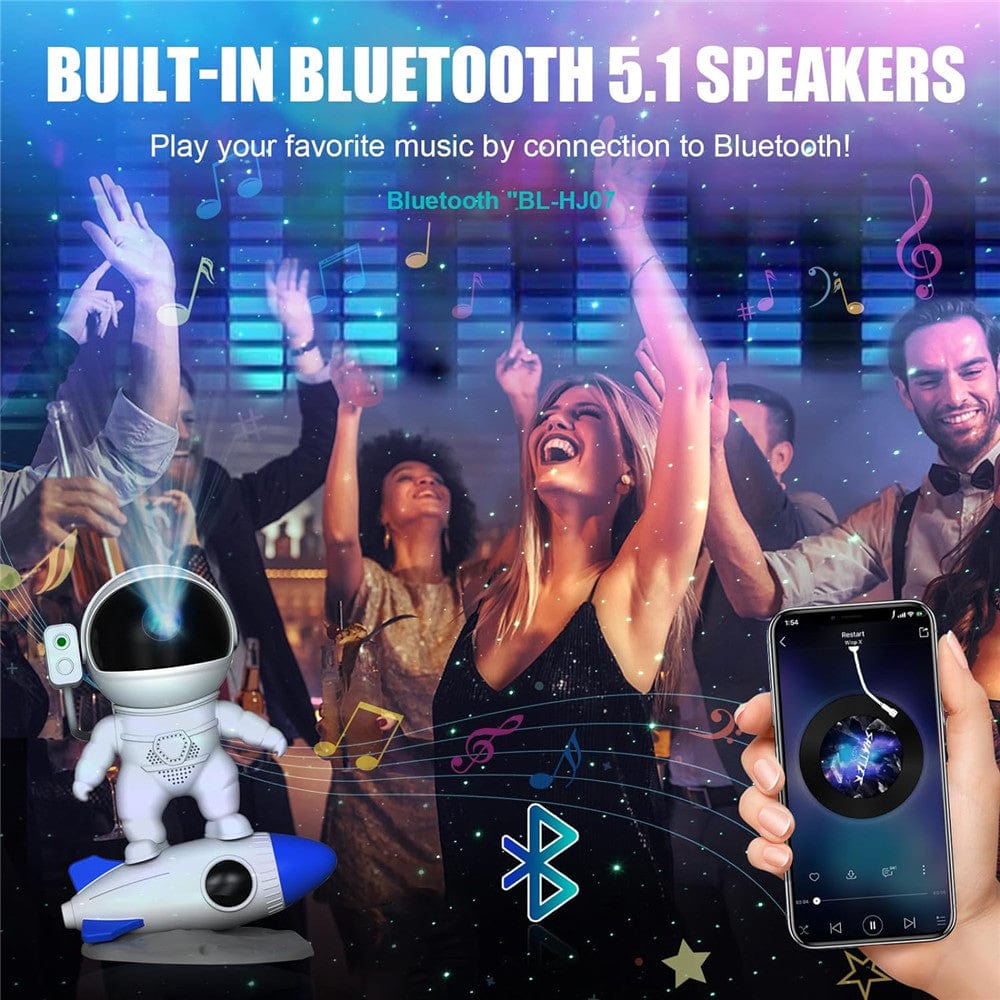 Canvanation Blanc Bluetooth intégré + 15 Sons  1 Projecteur Astronaute Galaxy