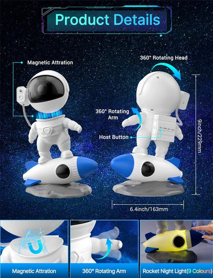 Canvanation Blanc Bluetooth intégré + 15 Sons  1 Projecteur Astronaute Galaxy