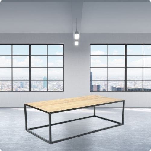 Canvanation Table Basse Industrielle en Bois Recyclé et Métal Noir : Design Vintage et Élégant