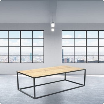 Canvanation Table Basse Industrielle en Bois Recyclé et Métal Noir : Design Vintage et Élégant