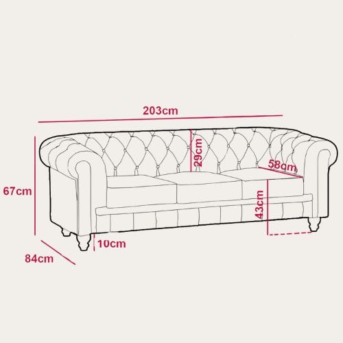 Canvanation Canapé Chesterfield 3 Places en PU Noir – Élégance et Confort au Rendez-vous