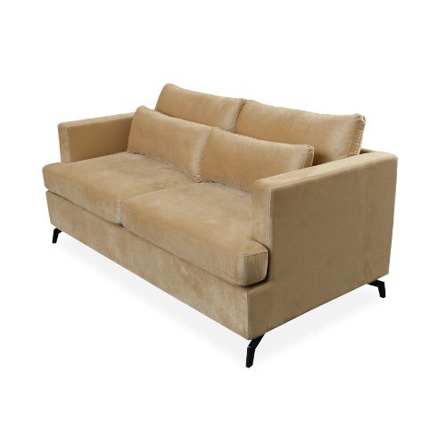 Canapé 2 Places Convertible Express en Velours Taupe - Confort et Style Moderne Pour Votre Salon