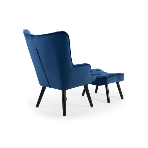 Fauteuil et Pouf Bleu – Duo Scandinave Confortable et Élégant