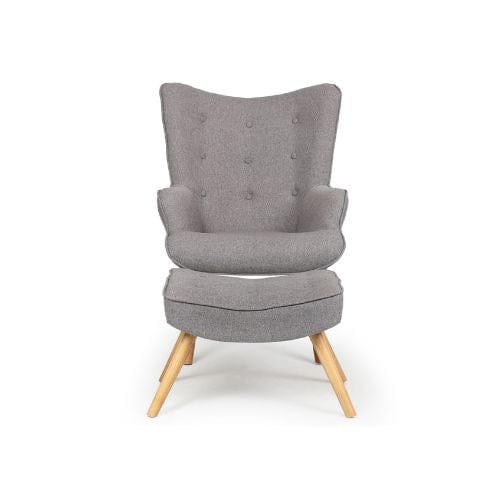 Canvanation Fauteuil et Pouf Gris Clair – Duo Scandinave Confortable et Élégant