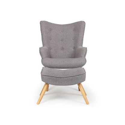 Canvanation Fauteuil et Pouf Gris Clair – Duo Scandinave Confortable et Élégant
