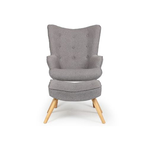 Fauteuil et Pouf Gris Clair – Duo Scandinave Confortable et Élégant