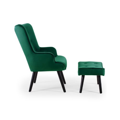 Fauteuil et Pouf Vert – Duo Scandinave Confortable et Élégant