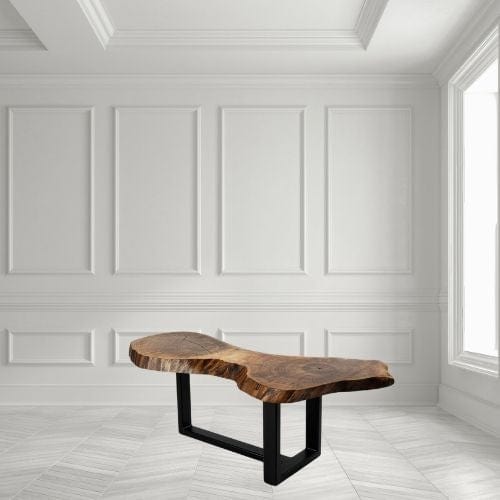 Canvanation Table d'Appoint en Noyer et Acier Fait-Main au Design Unique