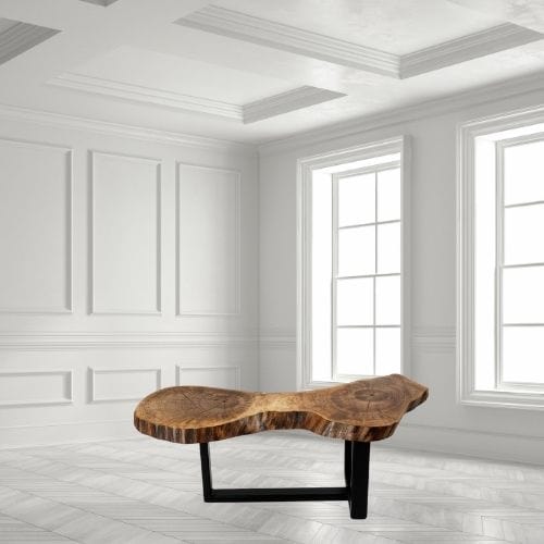 Canvanation Table d'Appoint en Noyer et Acier Fait-Main au Design Unique