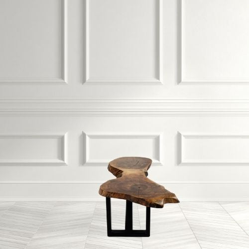 Table d'Appoint en Noyer et Acier Fait-Main au Design Unique