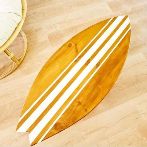 Table Basse Planche de Surf Fish en Bois Fait-Main avec Pieds Épingle