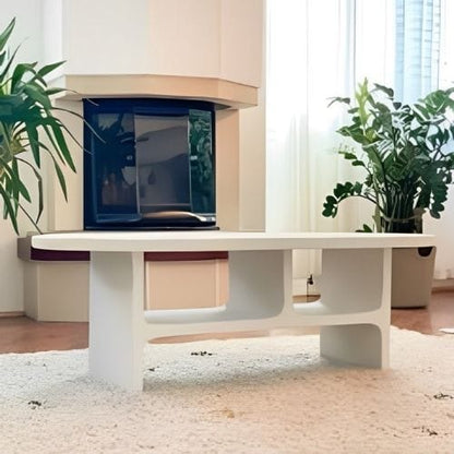 Canvanation Table Basse en Béton Blanc avec Rangements Intégrés et Design Épuré