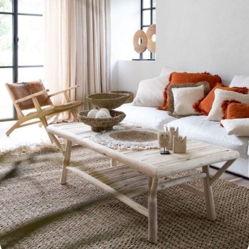 Canvanation Table Basse en Teak Massif Fait-Main – Ambiance Naturelle et Élégante pour Intérieur et Extérieur