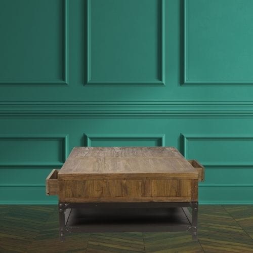 Canvanation Table Basse Industrielle en Bois Recyclé et Métal : Style Authentique et Durable