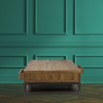 Canvanation Table Basse Industrielle en Bois Recyclé et Métal : Style Authentique et Durable