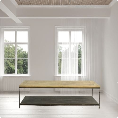 Canvanation Table Basse Industrielle en Bois Recyclé et Fer Noir : Design Unique et Fonctionnel