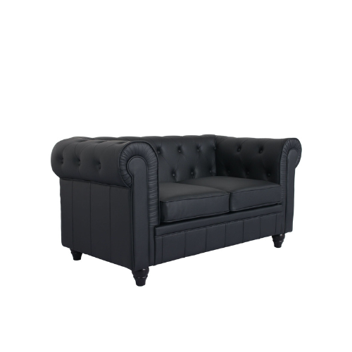 Canapé Chesterfield Confortable 2 places en PU Noir