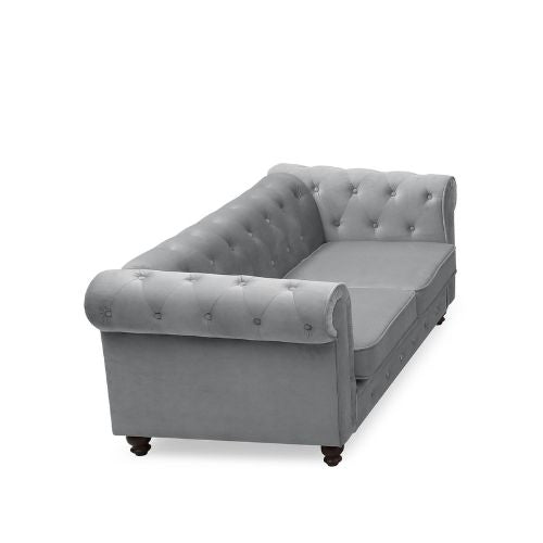 Canapé Chesterfield Confortable 2 places en Velours Argent