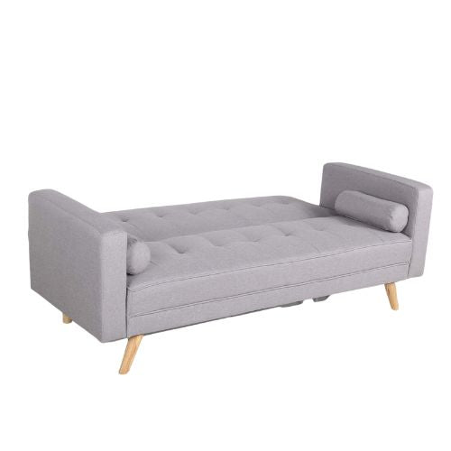 Canapé Convertible Scandinave en Velours Gris Clair – Élégance et Confort