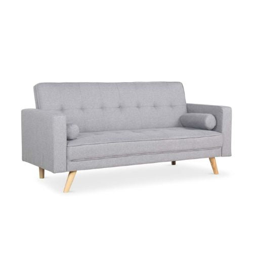 Canapé Convertible Scandinave en Velours Gris Clair – Élégance et Confort