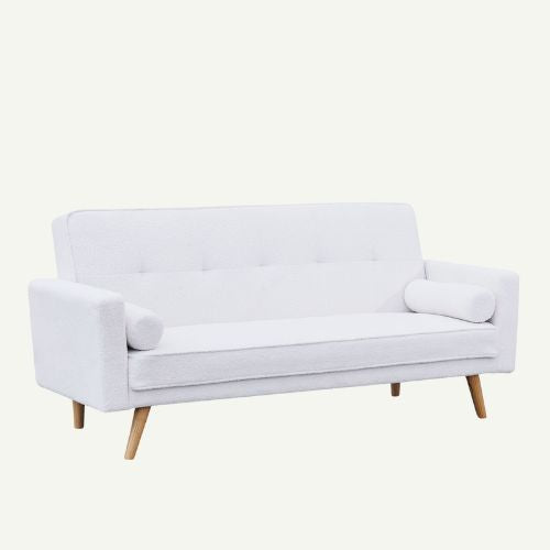 Canapé Convertible Scandinave en Velours Blanc – Élégance et Confort