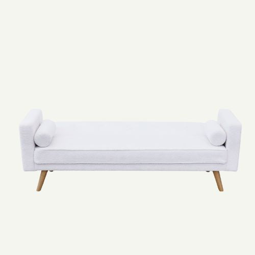 Canapé Convertible Scandinave en Velours Blanc – Élégance et Confort