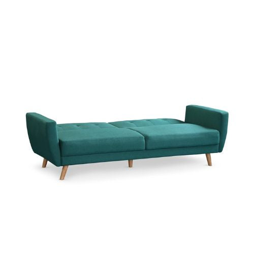 Canapé Clic-Clac Convertible en Tissu Bleu Vert – Style Scandinave et Confort