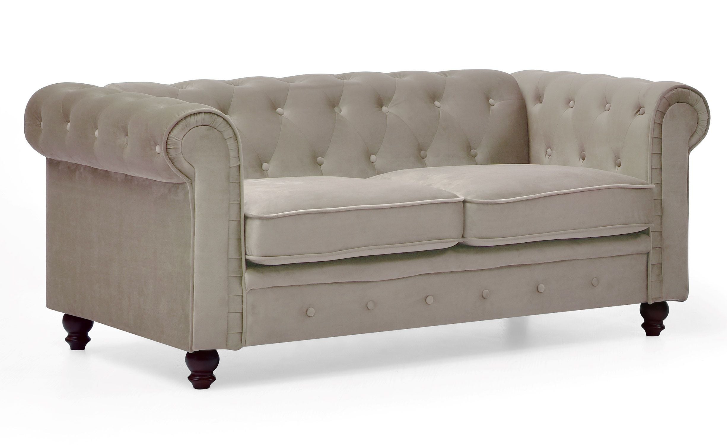 Canapé Chesterfield Confortable 2 places en Velours Taupe