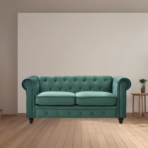 Canapé Chesterfield Confortable 2 places en Velours Vert