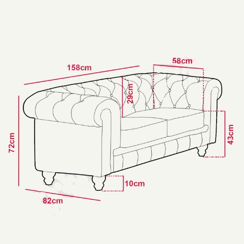 Canapé Chesterfield Confortable 2 places en Velours Taupe